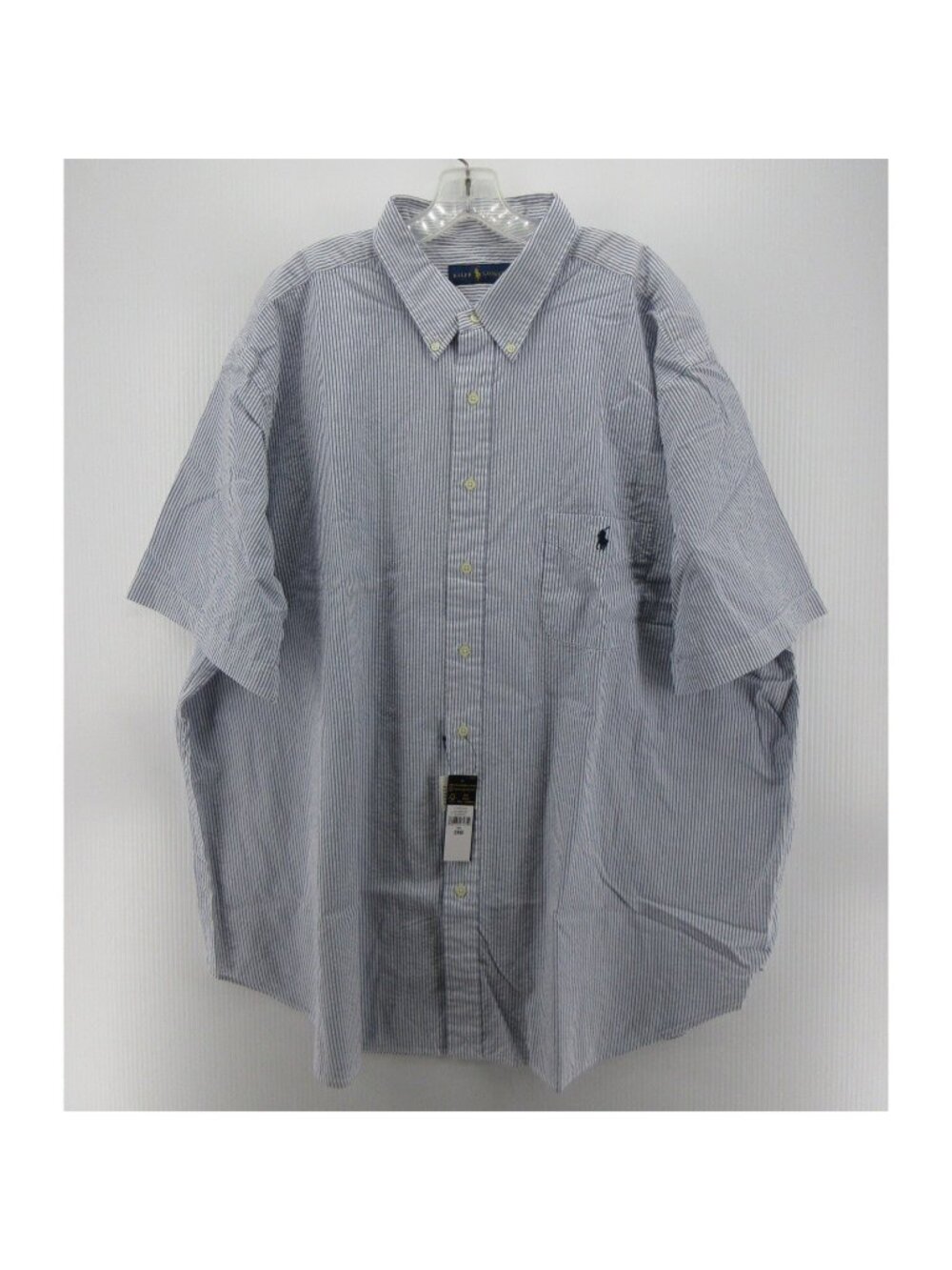 Ralph Lauren Shirt 3XB Big White Seersucker Striped Button Down Woven